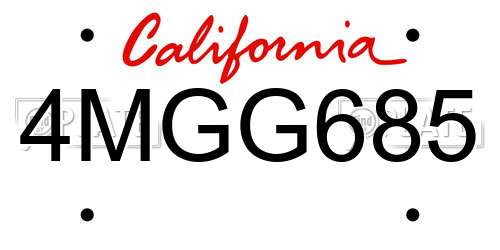 4MGG685 California License Plate