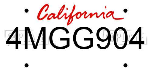 4MGG904 California License Plate