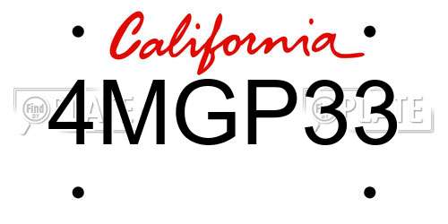 4MGP33 California License Plate