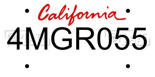4MGR055 California License Plate