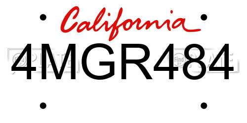 4MGR484 California License Plate