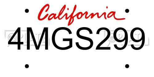 4MGS299 California License Plate