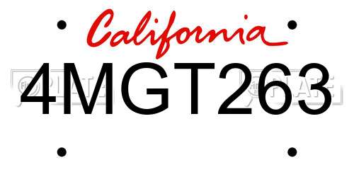 4MGT263 California License Plate