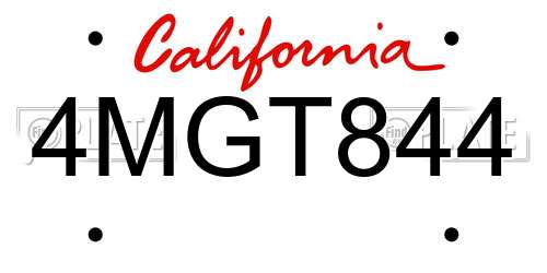 4MGT844 California License Plate
