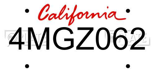 4MGZ062 California License Plate