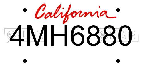 4MH6880 California License Plate