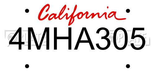 4MHA305 California License Plate