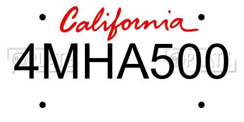 4MHA500 California License Plate