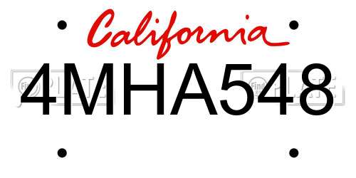 4MHA548 California License Plate
