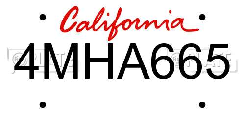 4MHA665 California License Plate