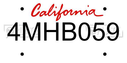 4MHB059 California License Plate