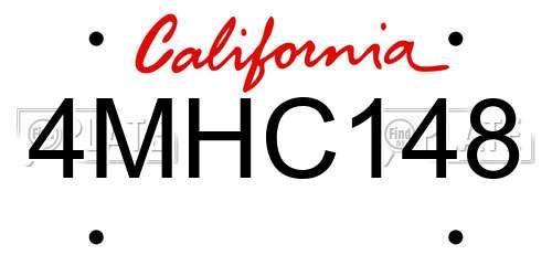 4MHC148 California License Plate