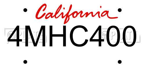 4MHC400 California License Plate