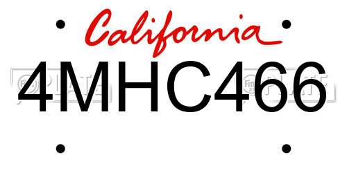 4MHC466 California License Plate