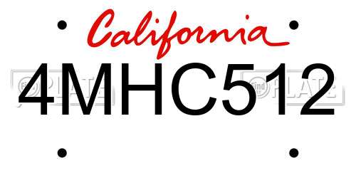 4MHC512 California License Plate