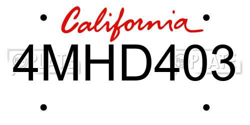 4MHD403 California License Plate