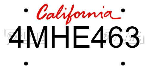 4MHE463 California License Plate