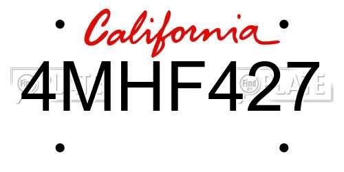 4MHF427 California License Plate