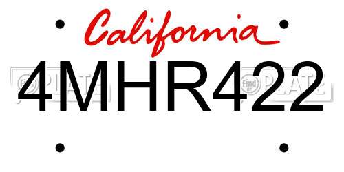 4MHR422 California License Plate