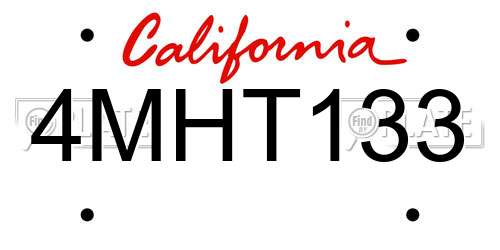 4MHT133 California License Plate