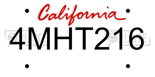 4MHT216 California License Plate