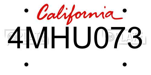 4MHU073 California License Plate
