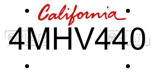 4MHV440 California License Plate