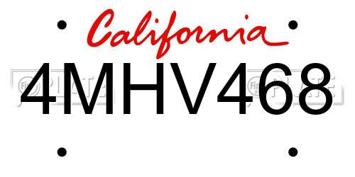 4MHV468 California License Plate