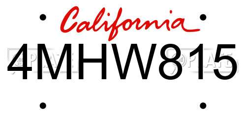 4MHW815 California License Plate