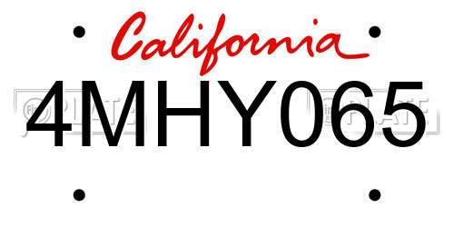 4MHY065 California License Plate
