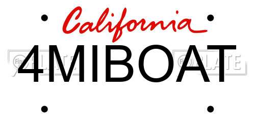 4MIBOAT California License Plate