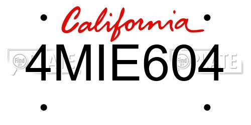 4MIE604 California License Plate