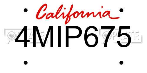 4MIP675 California License Plate
