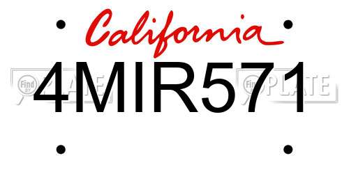 4MIR571 California License Plate