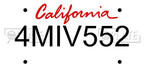 4MIV552 California License Plate
