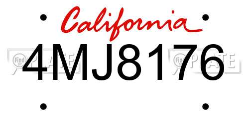 4MJ8176 California License Plate