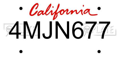 4MJN677 California License Plate