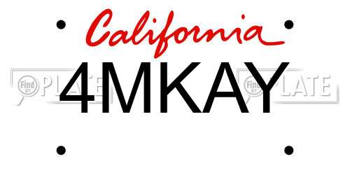 4MKAY California License Plate