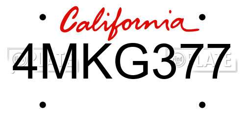 4MKG377 California License Plate