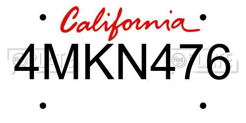 4MKN476 California License Plate