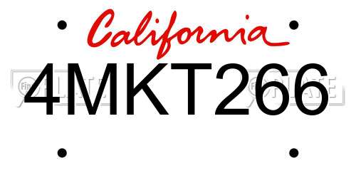 4MKT266 California License Plate