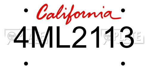 4ML2113 California License Plate
