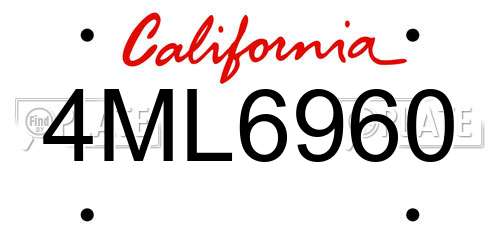 4ML6960 California License Plate