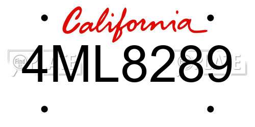 4ML8289 California License Plate
