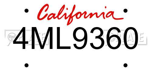 4ML9360 California License Plate