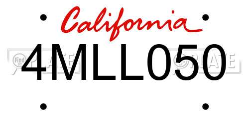 4MLL050 California License Plate