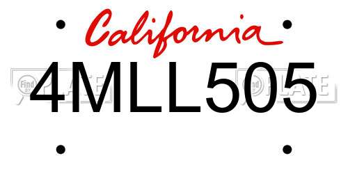4MLL505 California License Plate