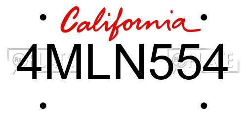 4MLN554 California License Plate