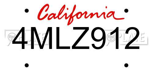 4MLZ912 California License Plate