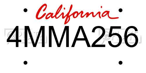 4MMA256 California License Plate